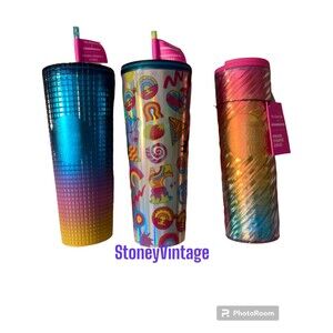 STARBUCKS Tim Singleton Starbucks Pride Cold Cup tumbler Collection lot of 3